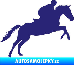 Samolepka Kůň 019 pravá jezdec v sedle střední modrá