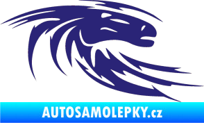Samolepka Kůň 023 pravá hlava s vlající hřívou střední modrá