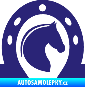 Samolepka Kůň 034 pravá podkova střední modrá