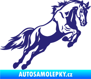 Samolepka Kůň 050 pravá ve skoku střední modrá