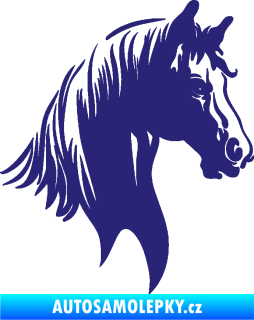 Samolepka Kůň 066 pravá hlava s hřívou střední modrá