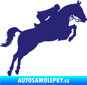 Samolepka Kůň 076 pravá parkur střední modrá