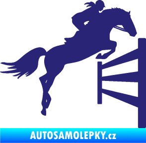 Samolepka Kůň 080 pravá skok přes překážku střední modrá