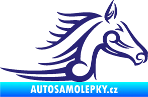 Samolepka Kůň 081 pravá hlava tattoo střední modrá