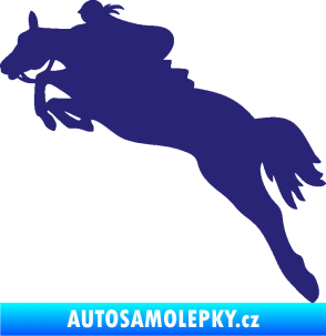 Samolepka Kůň 084 levá s jezdkyní střední modrá