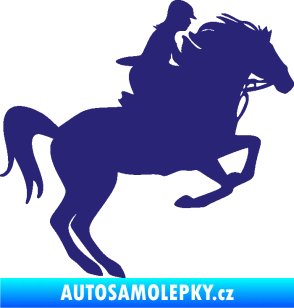 Samolepka Kůň 091 pravá skok střední modrá