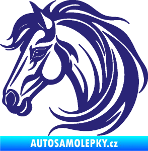 Samolepka Kůň 103 levá hlava střední modrá