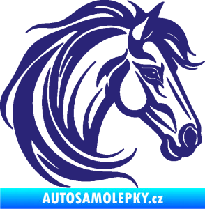 Samolepka Kůň 103 pravá hlava střední modrá