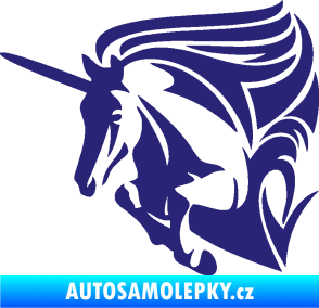 Samolepka Kůň jednorožec 001 levá střední modrá