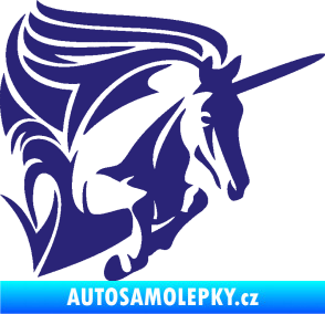 Samolepka Kůň jednorožec 001 pravá střední modrá