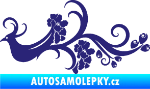 Samolepka Květina dekor 014 levá páv střední modrá