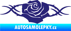 Samolepka Květina dekor 020 levá růže s trny střední modrá