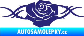 Samolepka Květina dekor 020 pravá růže s trny střední modrá