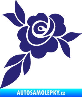 Samolepka Květina dekor 043 levá  květ růže s listy střední modrá