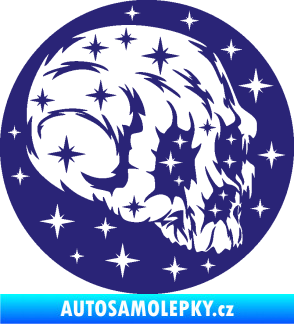 Samolepka Lebka 038 pravá hvězdy střední modrá