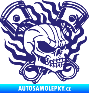 Samolepka Lebka 048 pravá písty a plameny střední modrá