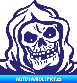 Samolepka Lebka 057 pravá v kápi střední modrá