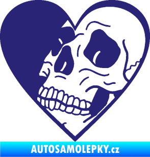 Samolepka Lebka 062 levá v srdíčku střední modrá