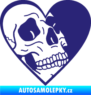 Samolepka Lebka 062 pravá v srdíčku střední modrá