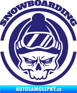 Samolepka Lebka snowboarding střední modrá