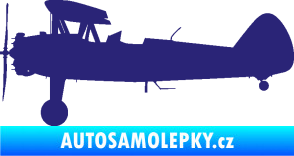 Samolepka Letadlo 020 levá Boeing Stearman model 75 biplane střední modrá