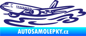 Samolepka Letadlo 026 levá v oblacích střední modrá