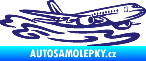 Samolepka Letadlo 026 pravá v oblacích střední modrá