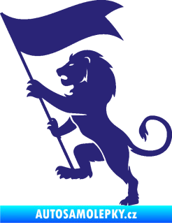 Samolepka Lev heraldika 005 levá s praporem střední modrá