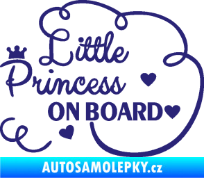 Samolepka Little princess on board nápis střední modrá