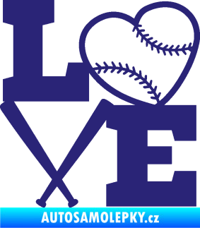 Samolepka Love baseball střední modrá