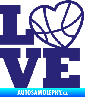 Samolepka Love basketbal střední modrá