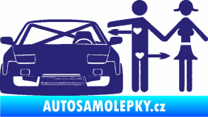 Samolepka Love car like sex levá střední modrá