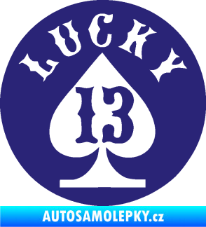 Samolepka Lucky 13 šťastná třináctka střední modrá