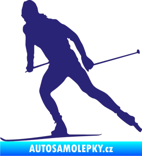 Samolepka Lyžař 006 levá běžky střední modrá