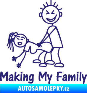 Samolepka Making my family levá střední modrá
