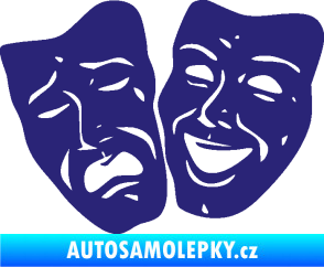 Samolepka Masky tváře 001 levá veselý a smutný střední modrá