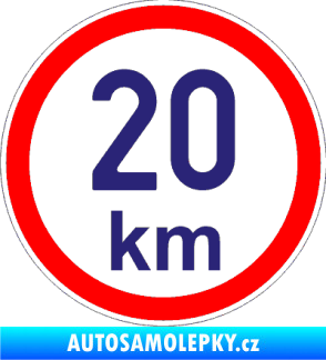 Samolepka Maximální rychlost 20km - nejvyšší konstrukční rychlost střední modrá