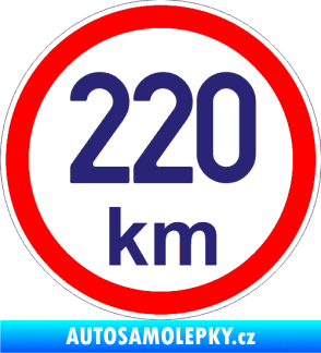 Samolepka Maximální rychlost 220km - nejvyšší konstrukční rychlost střední modrá