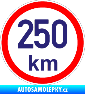 Samolepka Maximální rychlost 250km - nejvyšší konstrukční rychlost střední modrá