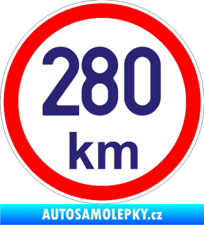 Samolepka Maximální rychlost 280km - nejvyšší konstrukční rychlost střední modrá
