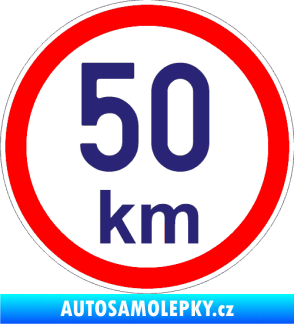 Samolepka Maximální rychlost 50km - nejvyšší konstrukční rychlost střední modrá