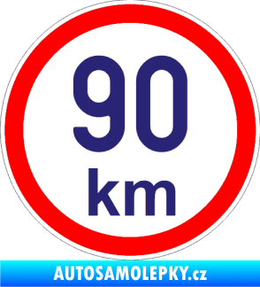 Samolepka Maximální rychlost 90km - nejvyšší konstrukční rychlost střední modrá