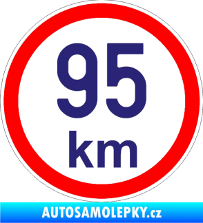 Samolepka Maximální rychlost 95km - nejvyšší konstrukční rychlost střední modrá