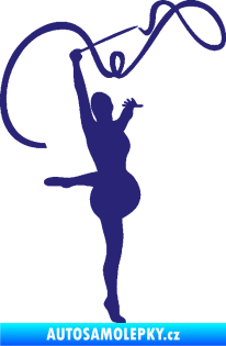 Samolepka Moderní gymnastika 003 pravá gymnastka se stuhou střední modrá