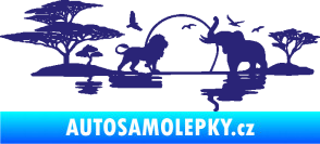Samolepka Motiv Afrika levá -  zvířata u vody střední modrá
