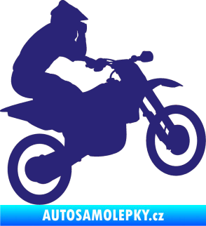 Samolepka Motorka 027 pravá motokros střední modrá