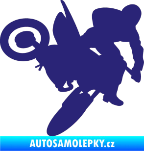 Samolepka Motorka 033 pravá motokros střední modrá