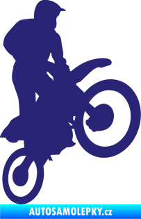 Samolepka Motorka 035 pravá motokros střední modrá