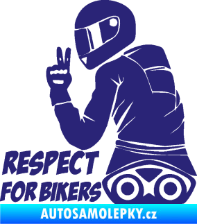 Samolepka Motorkář 003 levá respect for bikers nápis střední modrá