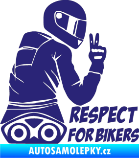 Samolepka Motorkář 003 pravá respect for bikers nápis střední modrá